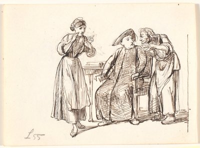 Una vecchia donna parla con un prete, a sinistra una giovane donna da Wilhelm Marstrand