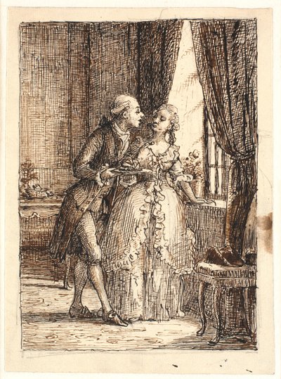 Una giovane coppia. Il principe ereditario Federico (Fre. 5) mangia ciliegie a Charlottenborg con la principessa ereditaria Luisa da Wilhelm Marstrand