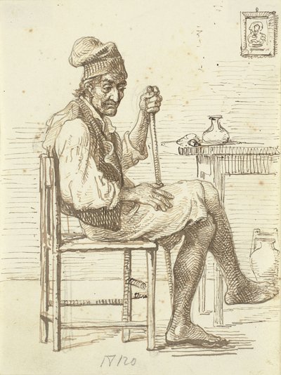 Vecchio pescatore italiano seduto in una stanza da Wilhelm Marstrand