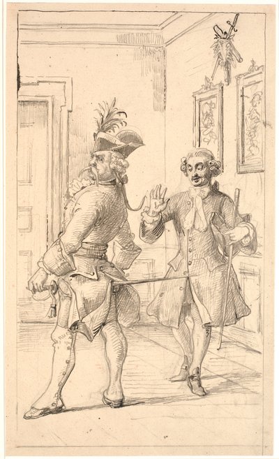 Jepser confronta la schiena di Jacob von Thyboe con il manico del mulinello da Wilhelm Marstrand