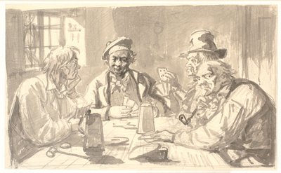 Gioco di carte in una cantina di una locanda da Wilhelm Marstrand