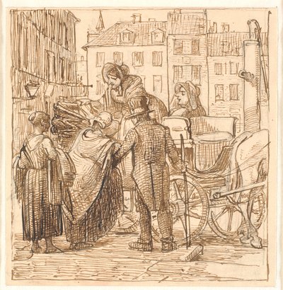 Le signore salgono sulla carrozza a Hanserplads da Wilhelm Marstrand