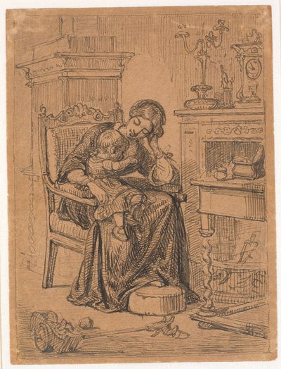 Madre e figlio. Interno da Wilhelm Marstrand