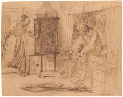 Nille trova Jeppe addormentato con i pantaloni su una gamba da Wilhelm Marstrand