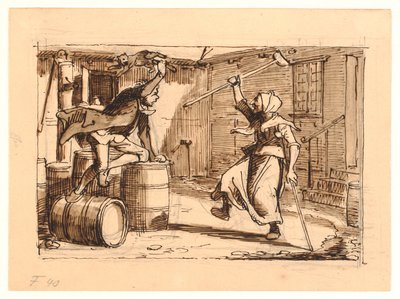 Peder Paars libro 2 canto 3. La lotta di Jens Bloks e madre Gunhild da Wilhelm Marstrand