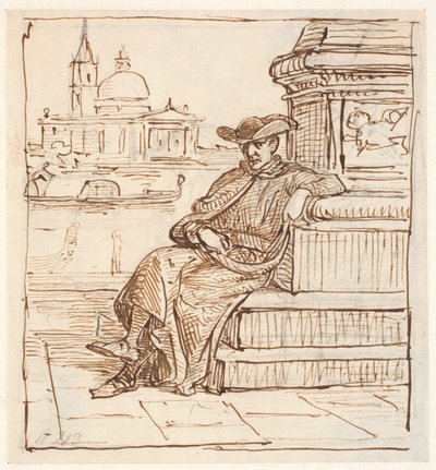Prete presso la colonna di Marens sulla Piazzetta da Wilhelm Marstrand