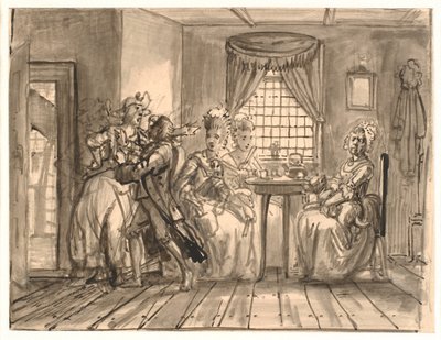 La visita delle signore del consiglio a Geske da Wilhelm Marstrand