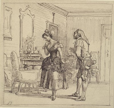 Rosina dà la lettera a Figaro per il conte Almaviva. (Il barbiere di Siviglia) da Wilhelm Marstrand