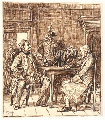 Scena di Barselsstuen. Corfitz beve vino del Reno con l