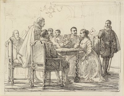 Scena di società, tempo di Cristiano IV da Wilhelm Marstrand