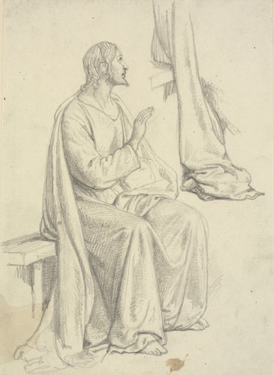 Gesù seduto, e studio di drappeggio da Wilhelm Marstrand