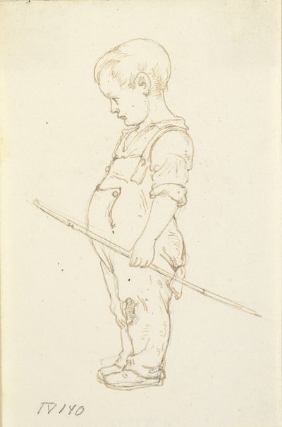 Bambino in piedi con un bastone in mano da Wilhelm Marstrand