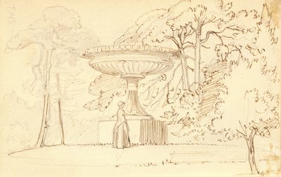Giardino meridionale con una signora vicino a una ciotola colossale da Wilhelm Marstrand
