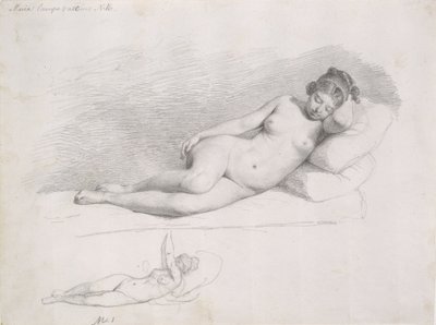 Due studi di modella femminile sdraiata da Wilhelm Marstrand
