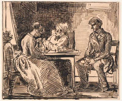 Bozza per "Immagine della vita quotidiana" (La visita del pretendente) da Wilhelm Marstrand