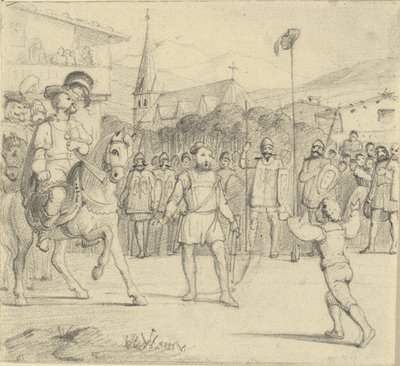 Guglielmo Tell ha colpito la mela sulla testa di suo figlio da Wilhelm Marstrand