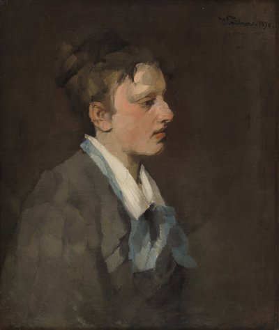 Brussellese con cravatta blu da Wilhelm Trübner