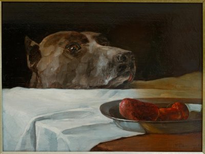 Mastino con ciotola di salsicce da Wilhelm Trübner