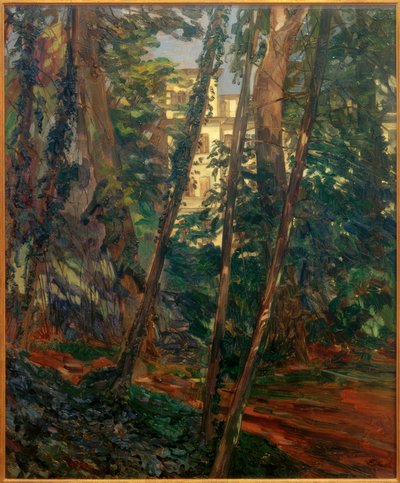 Castello di Hemsbach dietro gli alberi da Wilhelm Trübner