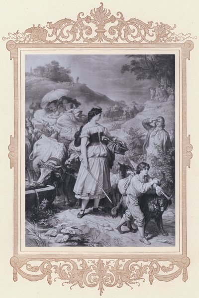 Dorothea e gli emigranti, Hermann e Dorothea (litografia) da Wilhelm von (after) Kaulbach