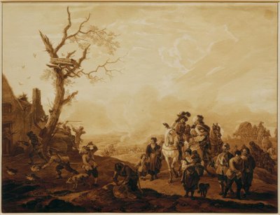 Saccheggio di un villaggio da parte di soldati da Wilhelm von Kobell