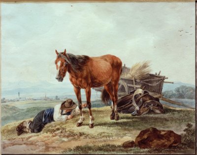 Contadino addormentato con cavallo da Wilhelm von Kobell
