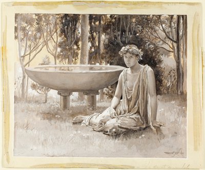La ninfa protetta che sorride leggermente sul verde da Will Hicock Low