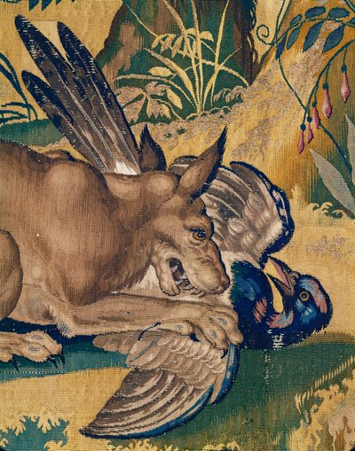 Cane che uccide un uccello (arazzo) da Willem (after) Tons