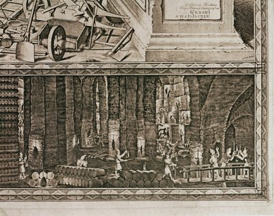Le miniere di sale di Wieliczka, vicino a Cracovia, producevano circa un terzo delle entrate dei re polacchi... (incisione) da Willem (c.1597 1660) Hondius