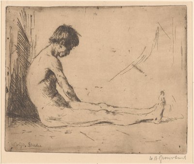 Uomo nudo seduto da Willem Adrianus Grondhout (signed by artist)