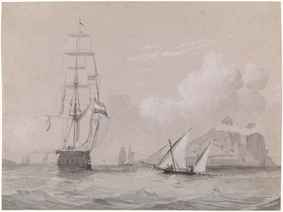 Nave a vela olandese al largo di Gibilterra da Willem Anthonie van Deventer