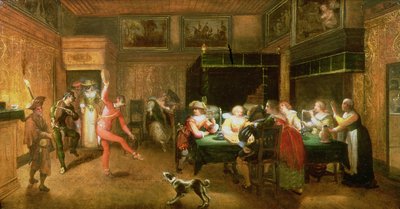 Un arlecchino che intrattiene da Willem Anthonissone Anthonis