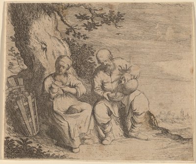 Coppia di contadini seduti sotto un albero, c. 1630-1660 da Willem Basse