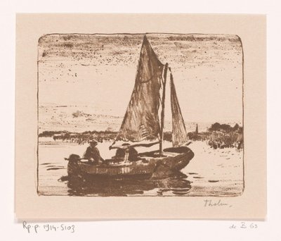 Uomo in barca a vela da Willem Bastiaan Tholen (signed by artist)