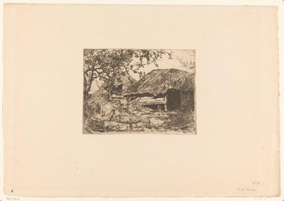 Capanni coperti di paglia, con un maiale nel fieno da Willem Bastiaan Tholen
