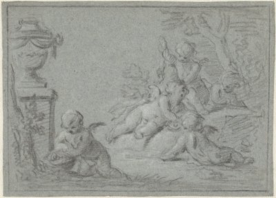 Putti in un paesaggio con un vaso da Willem Bilderdijk