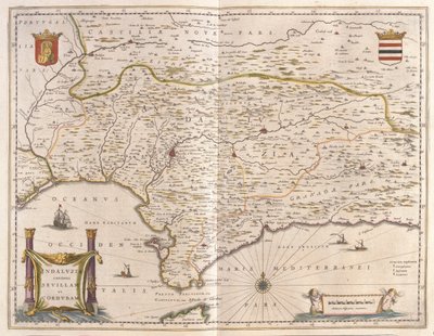 Andalusia e città di Siviglia, Stretto di Gibilterra, in "Theatrum Orbis Terrarum, sive Atlas Novus" di Willem Blaeu, Amsterdam da Willem Blaeu