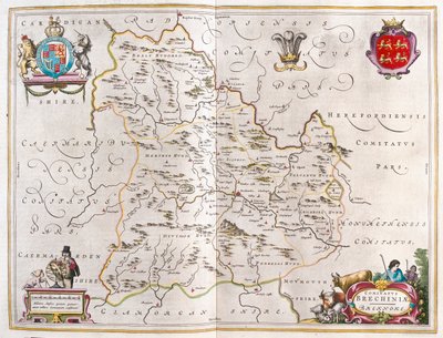 Breknoke, Galles, in "Theatrum Orbis Terrarum, sive Atlas Novus" di Willem Blaeu, Amsterdam da Willem Blaeu