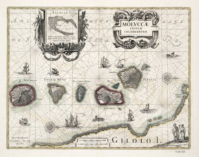 Carta delle Molucche, Indonesia da Willem Blaeu