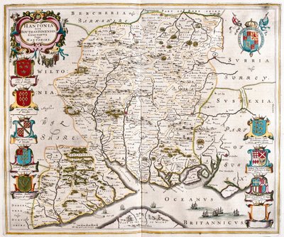 Hampshire e Southampton, in "Theatrum Orbis Terrarum, sive Atlas Novus", di Willem Blaeu, Amsterdam. da Willem Blaeu
