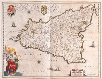 Isola di Sicilia, Italia, in "Theatrum Orbis Terrarum, sive Atlas Novus" di Willem Blaeu, Amsterdam da Willem Blaeu