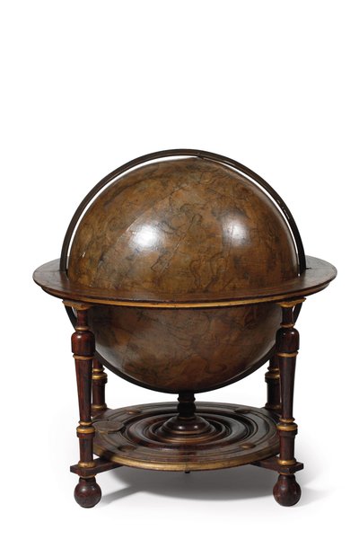 Grande coppia di globi da biblioteca, il terrestre 1645/48, il celeste dopo c.1630 da Willem Blaeu