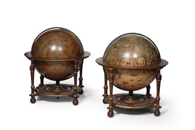 Grande coppia di globi da biblioteca, il terrestre e il celeste da Willem Blaeu