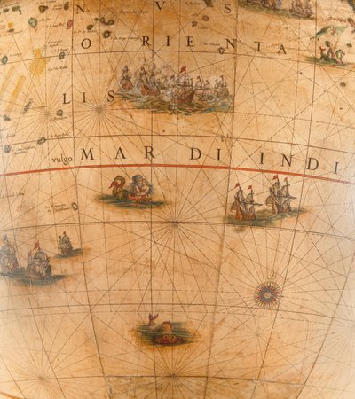 Grande coppia di globi da biblioteca, il terrestre 1645/48, il celeste dopo c.1630 da Willem Blaeu