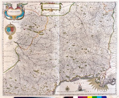 Carta della Linguadoca - Rossiglione - Montpellier - Tolosa - Avignone - Arles, in "Theatrum Orbis Terrarum, sive Atlas Novus" di Willem Blaeu, Amsterdam. da Willem Blaeu