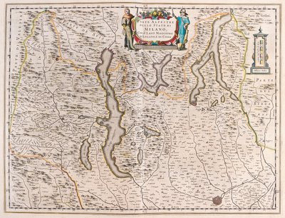 Milano, con i laghi: Maggiore, Lugano e Como, Italia-Svizzera - in "Theatrum Orbis Terrarum, sive Atlas Novus" di Willem Blaeu, Amsterdam da Willem Blaeu