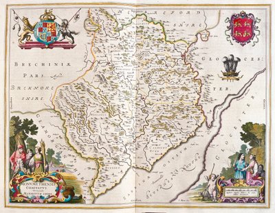 Monmouth shire (Inghilterra e Galles), in "Theatrum Orbis Terrarum, sive Atlas Novus" di Willem Blaeu, Amsterdam da Willem Blaeu