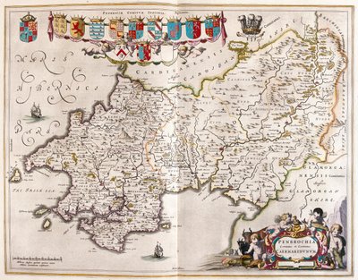 Pembrokrshire e carmarthenshire, in "Theatrum Orbis Terrarum, sive Atlas Novus", di Willem Blaeu, Amsterdam. da Willem Blaeu