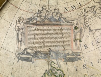 Globo terrestre, dettaglio di Cartouche, c.1650 da Willem Blaeu