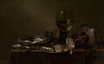 Natura morta con ostriche, una tazza d